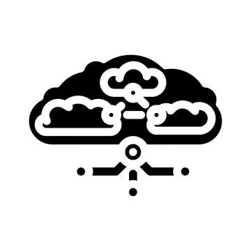 Hybrid cloud computing glyph icon vector illustration Stock Illustration