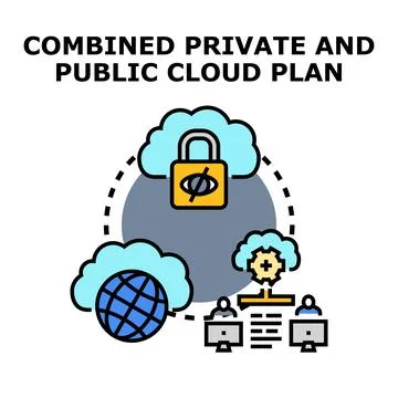 Hybrid cloud computing integrating private and public access 스톡 일러스트