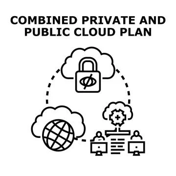 Hybrid cloud computing integrating private and public access 스톡 일러스트
