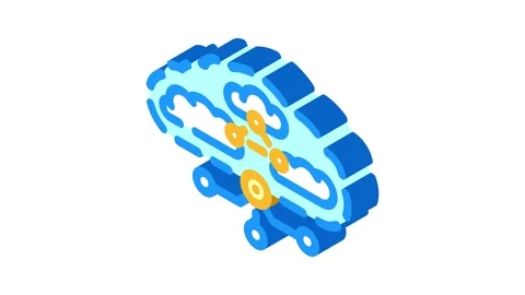 Hybrid cloud computing isometric icon animation Video stock 327280924