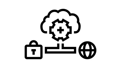 Hybrid cloud computing line icon animation Stock Footage 326125856