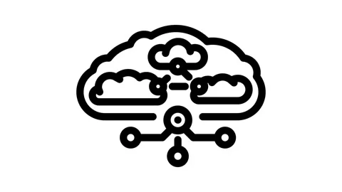 Hybrid cloud computing line icon animation Stock Footage 326751976