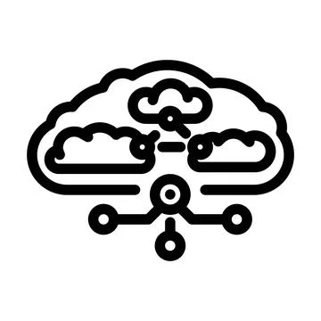 Hybrid cloud computing line icon vector illustration Stock Illustration