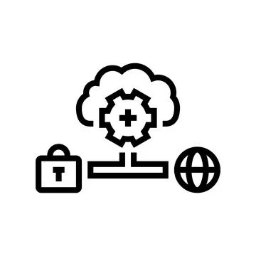 Hybrid cloud computing line icon vector illustration Illustrazione stock