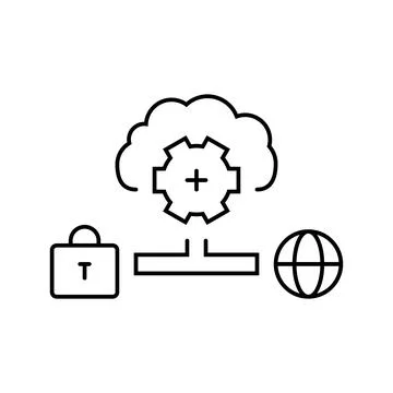 Hybrid cloud computing line icon vector illustration Stock Illustration