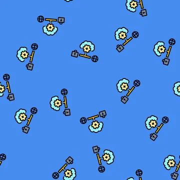 Hybrid cloud computing vector seamless pattern Stock Illustration