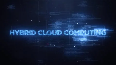 Hybrid Cloud Computing Word on Dynamic Technology Background Stock Footage 317021982