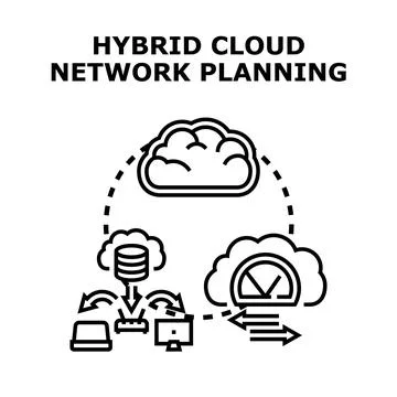 Hybrid cloud network planning infrastructure data integration 스톡 일러스트