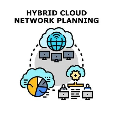 Hybrid cloud network planning integrating data and infrastructure 스톡 일러스트