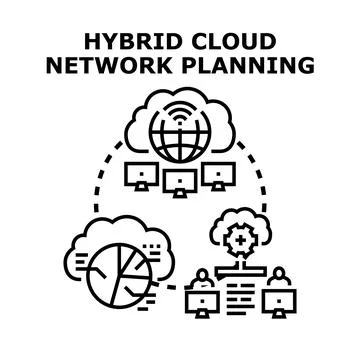 Hybrid cloud network planning integrating data and infrastructure Stock Illustration