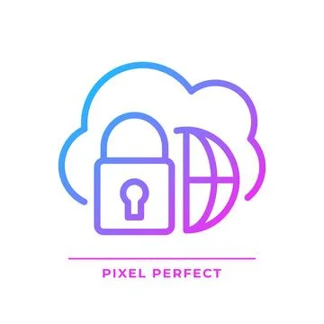 Hybrid cloud pixel perfect gradient linear vector icon Stock Illustration