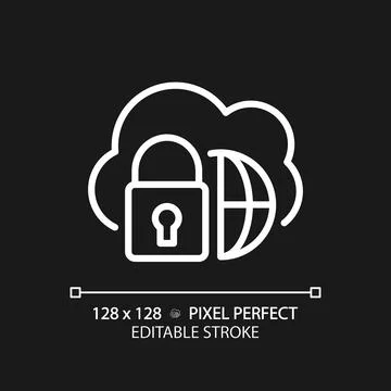 Hybrid cloud pixel perfect white linear icon for dark theme Stock Illustration