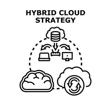 Hybrid cloud strategy managing data access and synchronization 스톡 일러스트