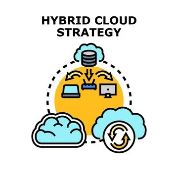 Hybrid cloud strategy managing data access and synchronization 스톡 일러스트