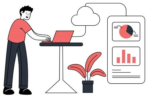 Hybrid Cloud Strategyillustration Illustrazione stock