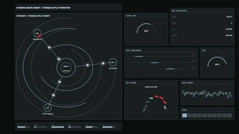 Hybrid Drive Torque Split HUD Seamless Loop Video stock 342332169