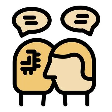 Hybrid human and artificial intelligence chatting and exchanging information Illustrazione stock