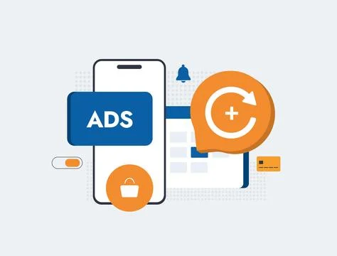 Hybrid monetization concept combining in-app purchases, application ads and Stock-Illustration