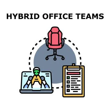 Hybrid office team collaboration concept, remote working Stock-Illustration