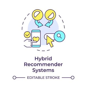 Hybrid recommender systems multi color concept icon イラスト素材