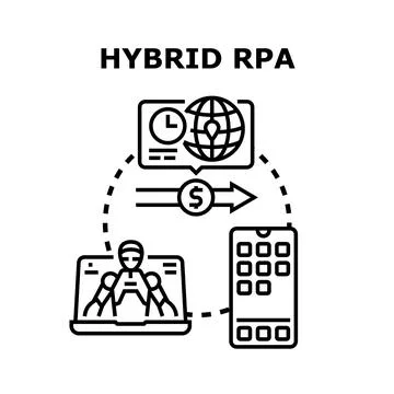 Hybrid robotic process automation concept illustration 스톡 일러스트