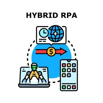 Hybrid robotic process automation concept illustration Illustrazione stock