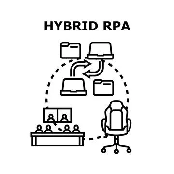 Hybrid robotic process automation system integrating human collaboration Stock Illustration