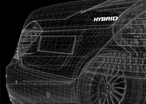 Hybrid сar 3D model Stock Illustration