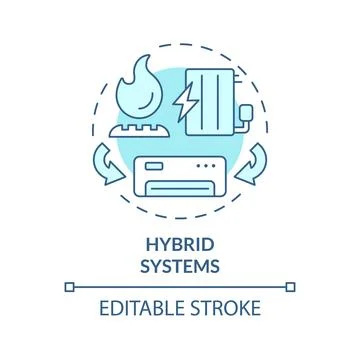 Hybrid systems soft blue concept icon Illustrazione stock