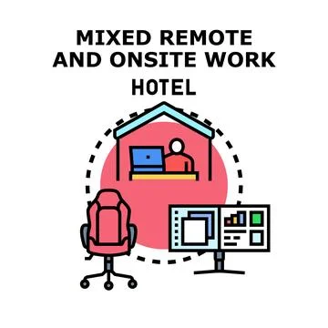 Hybrid work model combining remote and onsite workspace Stock Illustration