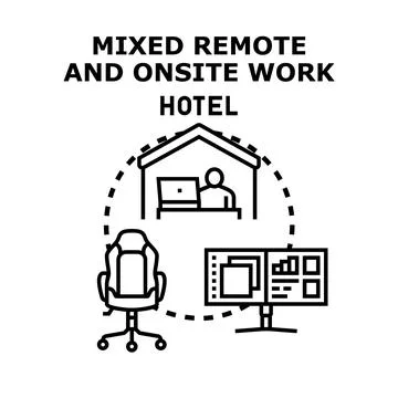 Hybrid work model combining remote and onsite workspace Stock Illustration