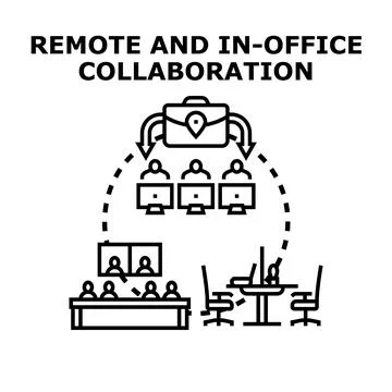 Hybrid work model featuring remote and office collaboration Stock Illustration