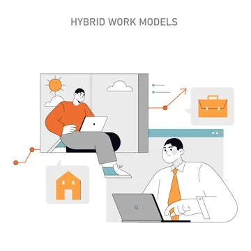 Hybrid Work Models Vector illustration Stock Illustration