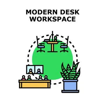 Hybrid work office space concept illustration 스톡 일러스트