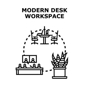 Hybrid work office space concept illustration Stockillustratie