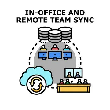Hybrid work team syncing data for effective collaboration 스톡 일러스트