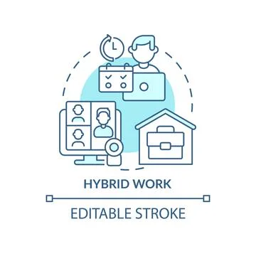 Hybrid work turquoise concept icon Stock Illustration