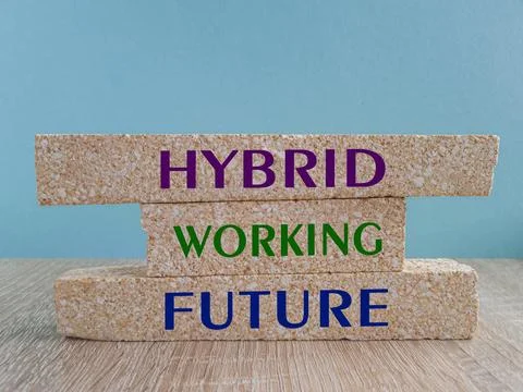 Hybrid working future symbol. Stock Photos