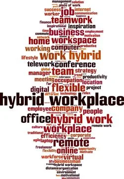 Hybrid workplace word cloud Stock-Illustration