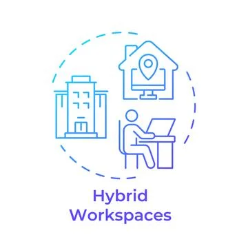 Hybrid workspaces gradient outline concept icon Ilustración de archivo