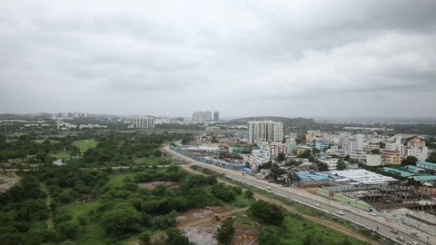 Hyderabad-Cityscape-Golf-course Stock Footage 77338922