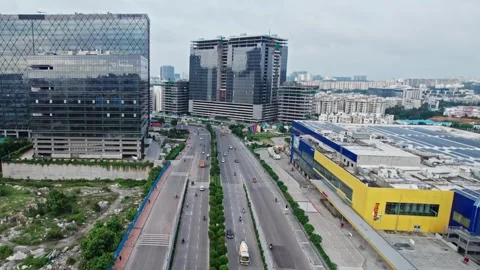 hyderabad, hitech city ikea road with tr... | Stock Video | Pond5