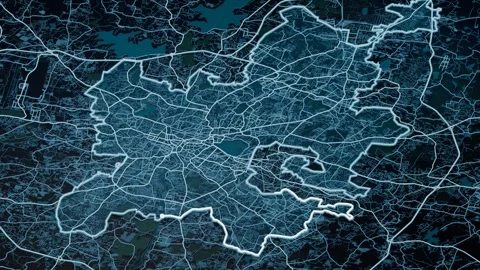 Hyderabad India Glowing Digital Map Animation 4K Video stock 337123356