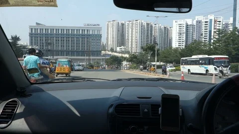 Hyderbad-driving-towards-technology-center Stock Footage 98073607
