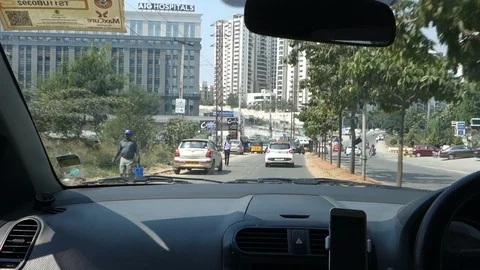 Hyderbad-driving-towards-technology-center-2 Stock Footage 98073637