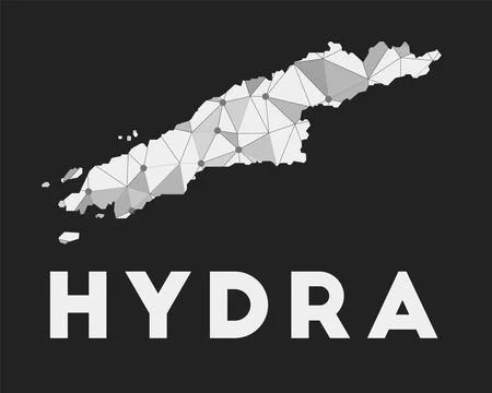 Hydra - communication network map of island. Hydra trendy geometric design .. Stock Illustration