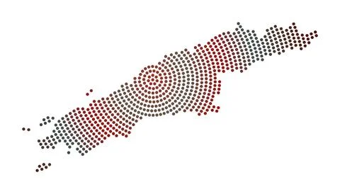 Hydra dotted map. Digital style shape of Hydra. Tech icon of the island wit.. Illustrazione stock