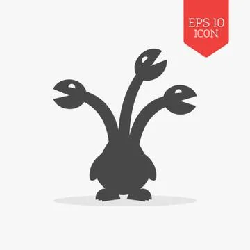 Hydra icon, mythical creature.  Flat design gray color symbol. Modern UI web  Stock Illustration