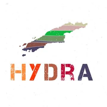 Hydra map design. Shape of the island with beautiful geometric waves and gr.. イラスト素材