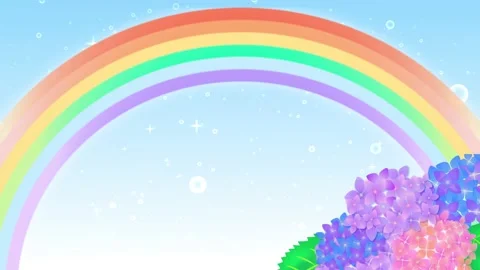 Hydrangea and rainbow background animation. Stock Footage 169558454